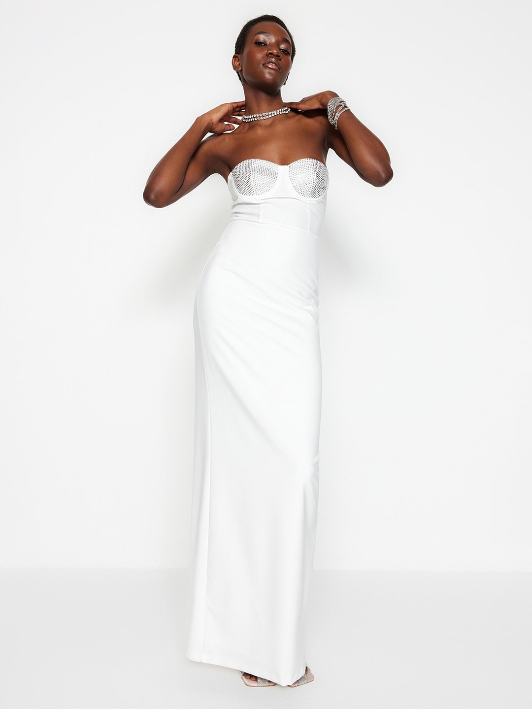 

Trendyol Embellished Sequinned Maxi Dress, White