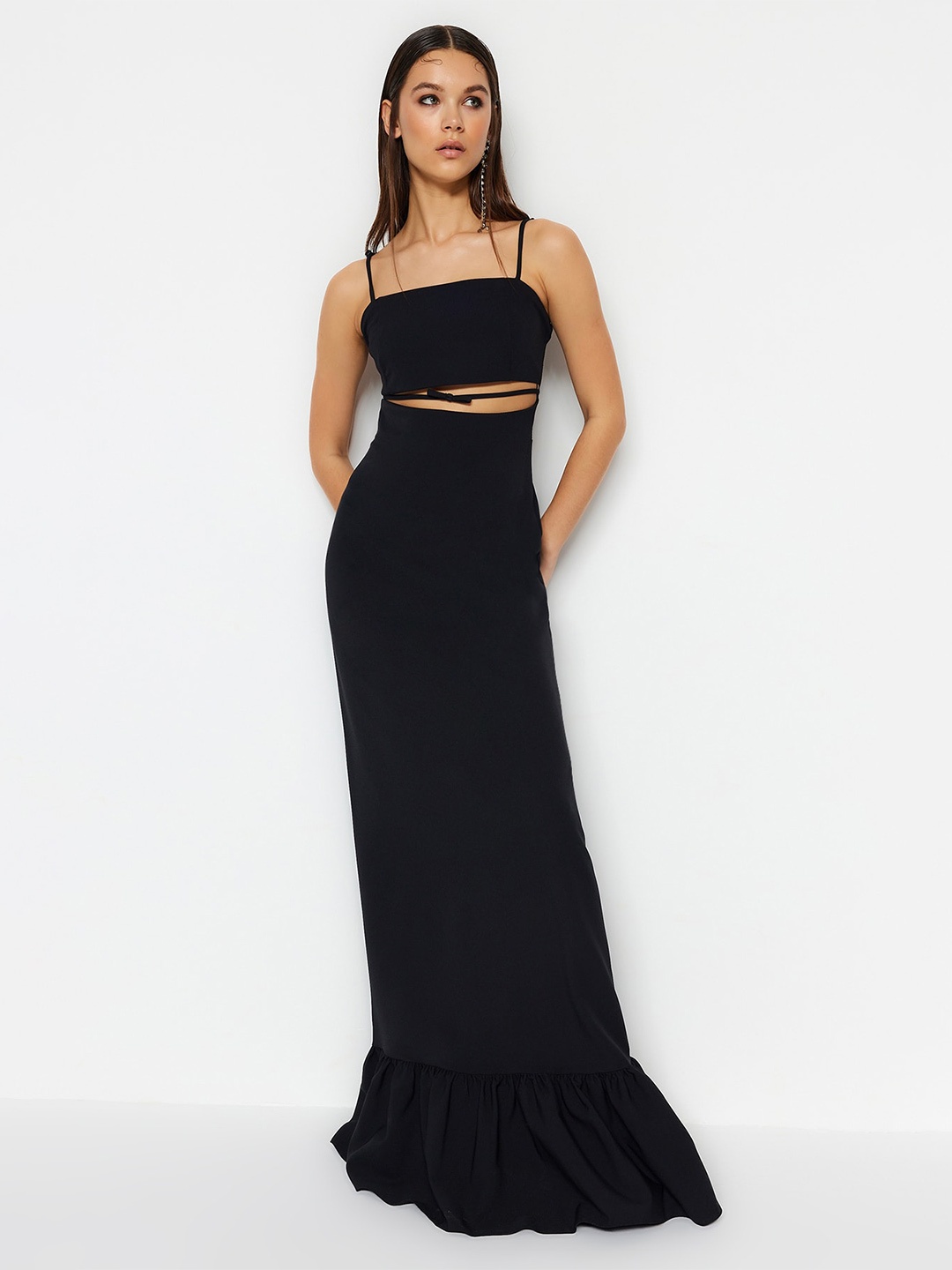 

Trendyol Shoulder Straps Maxi Dress With Cut-Outs, Black