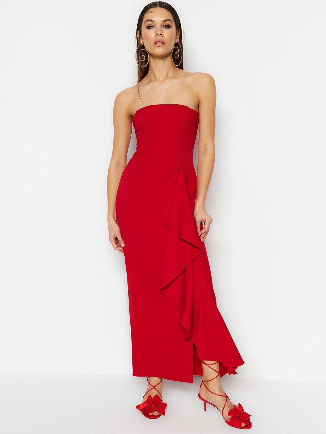 

Trendyol Strapless Maxi Dress, Red