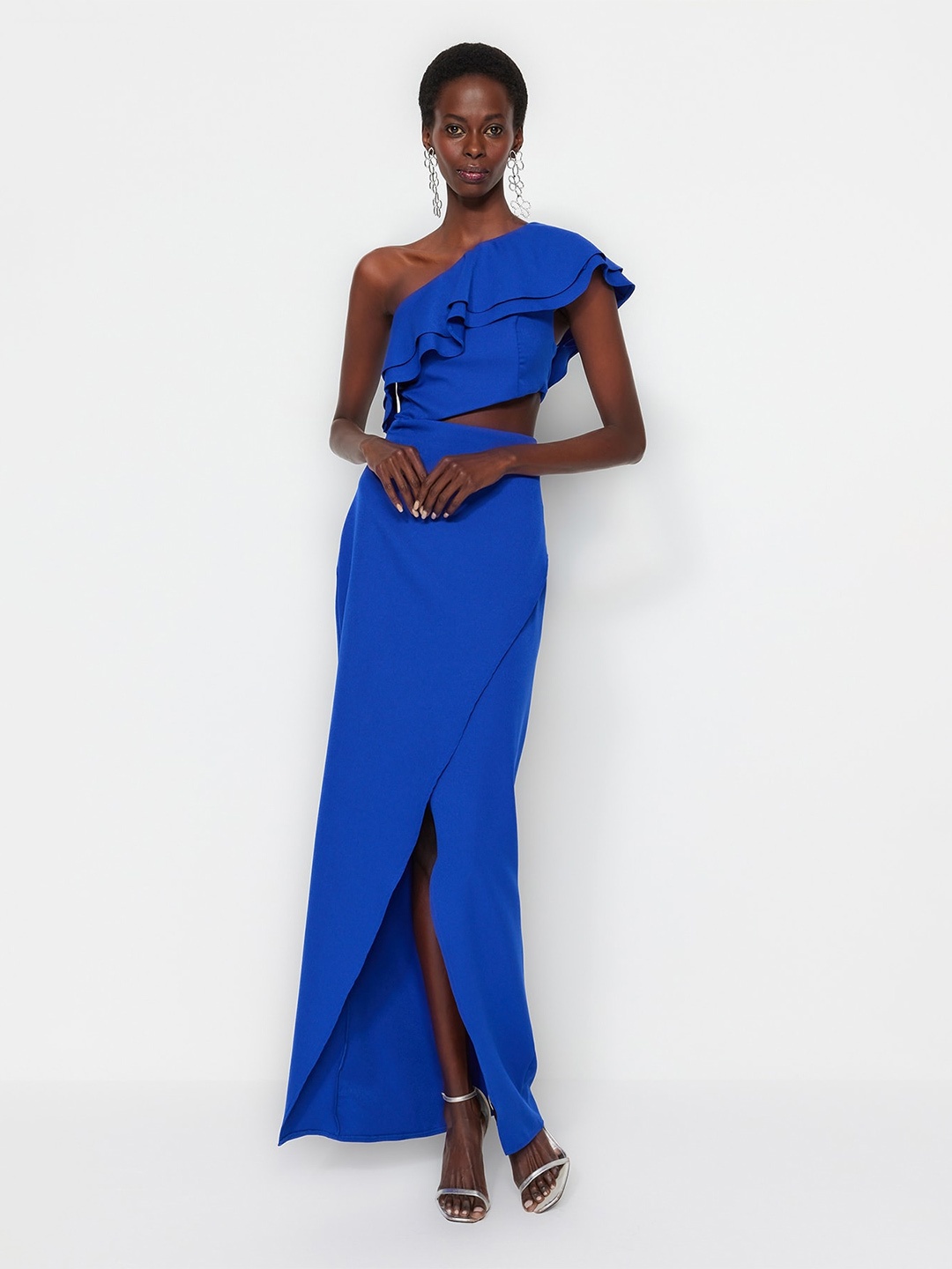 

Trendyol One Shoulder Ruffles Maxi Dress, Blue