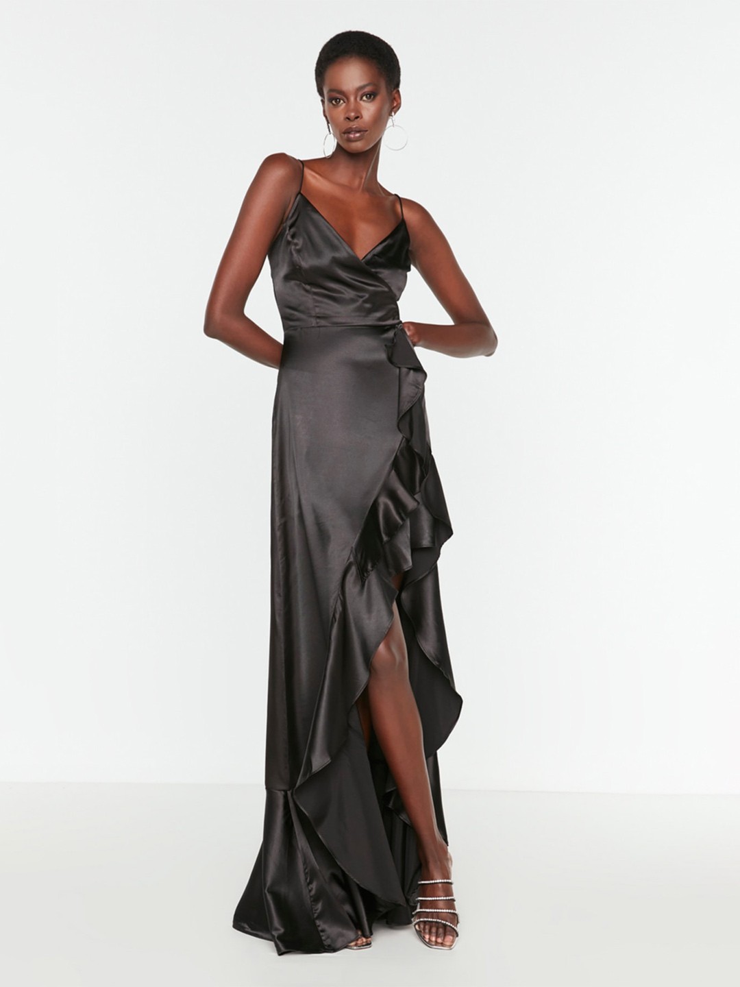 

Trendyol Shoulder Straps Ruffled Maxi Dress, Na
