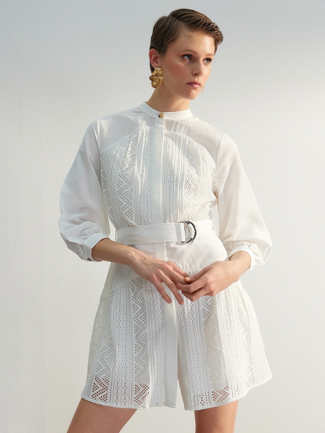 

Trendyol Self Design A-Line Dress, White