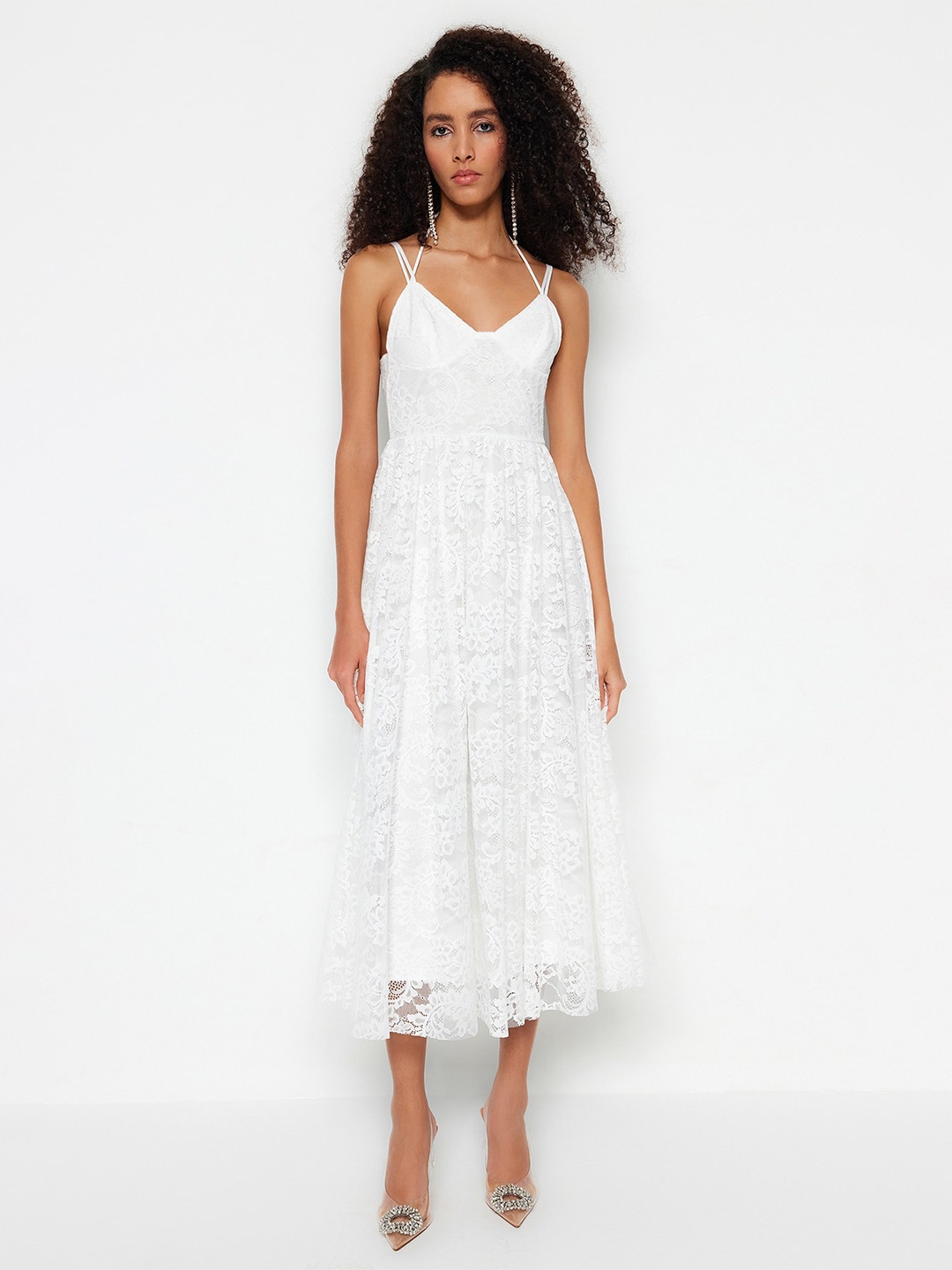 

Trendyol Shoulder Strap Fit & Flare Maxi Dress, White