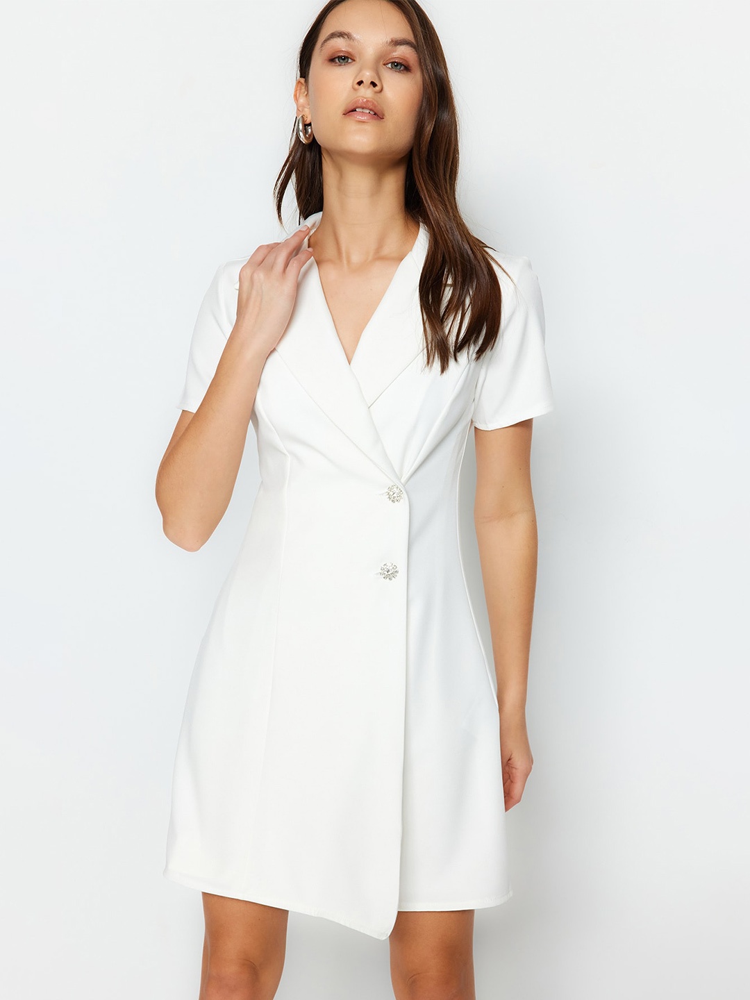 

Trendyol Lapel Collar Blazer Dress, White