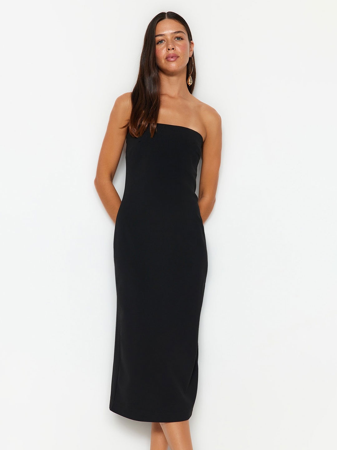 

Trendyol Strapless Sheath Midi Dress, Black