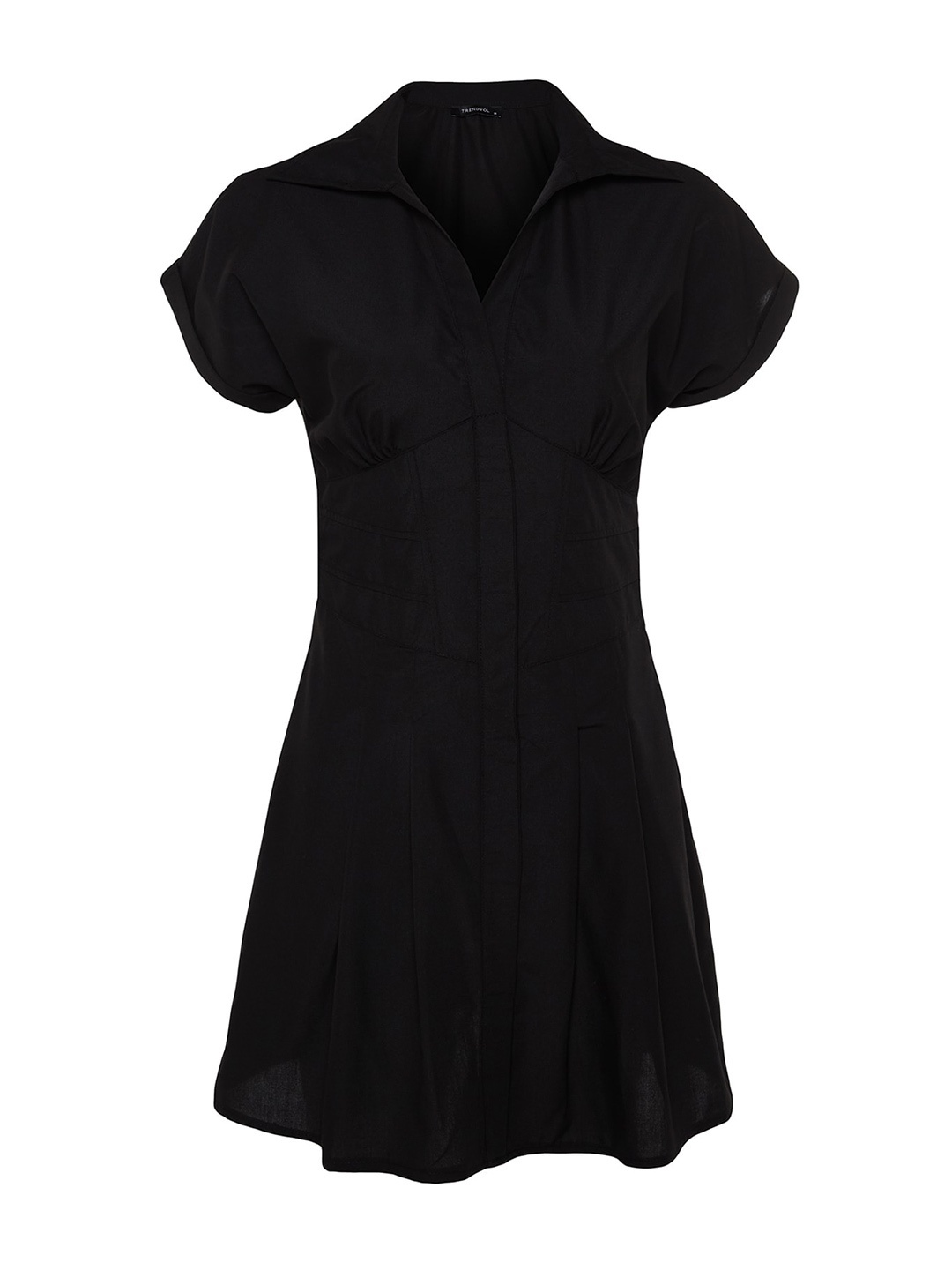 

Trendyol Shirt Collar A-Line Dress, Black