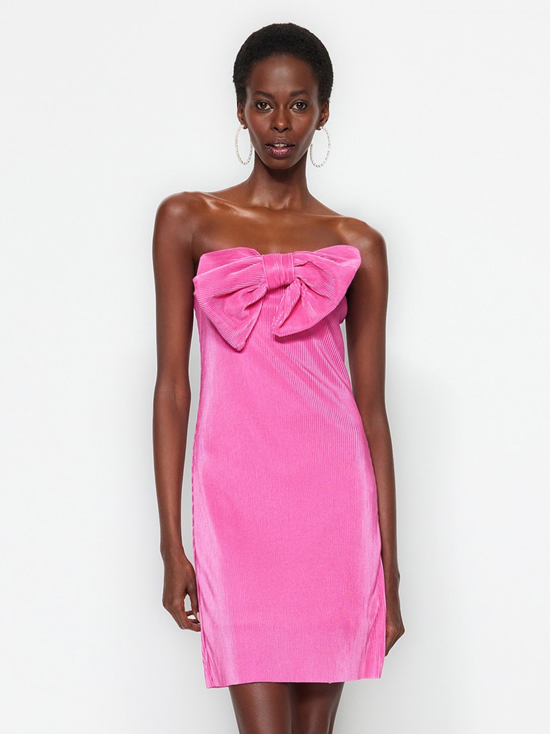 

Trendyol Strapless Bow-Detail A-Line Dress, Pink