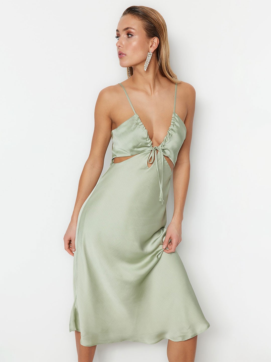 

Trendyol Sleeveless A-Line Midi Dress, Na