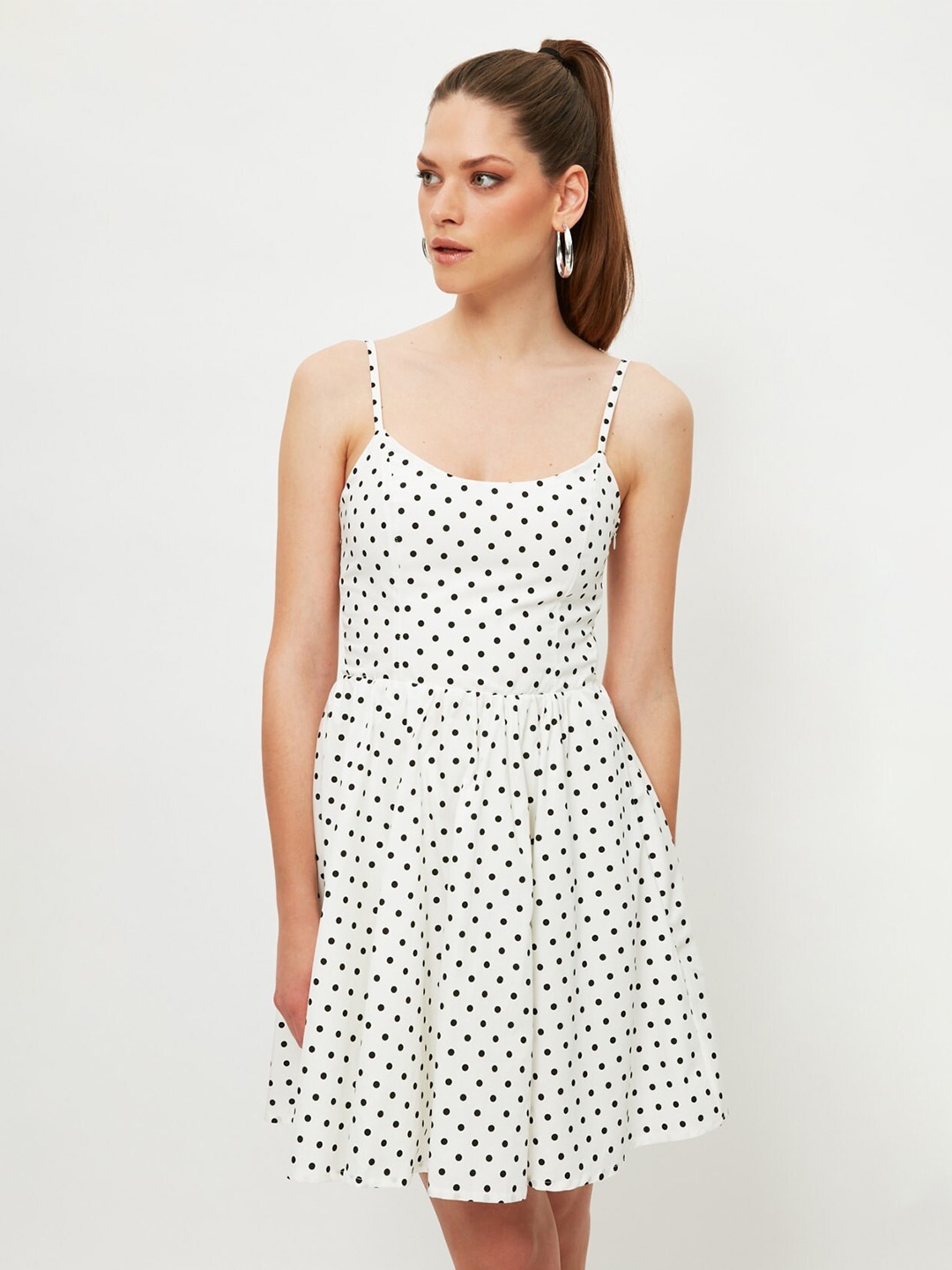 

Trendyol Polka Dot Print Fit & Flare Cotton Dress, Na