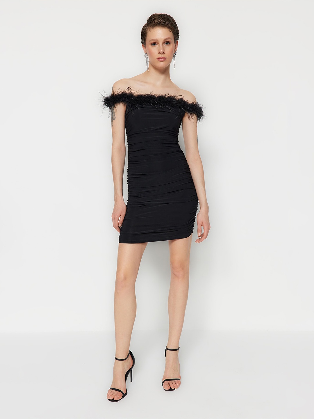 

Trendyol Off-Shoulder Bodycon Mini Dress, Black