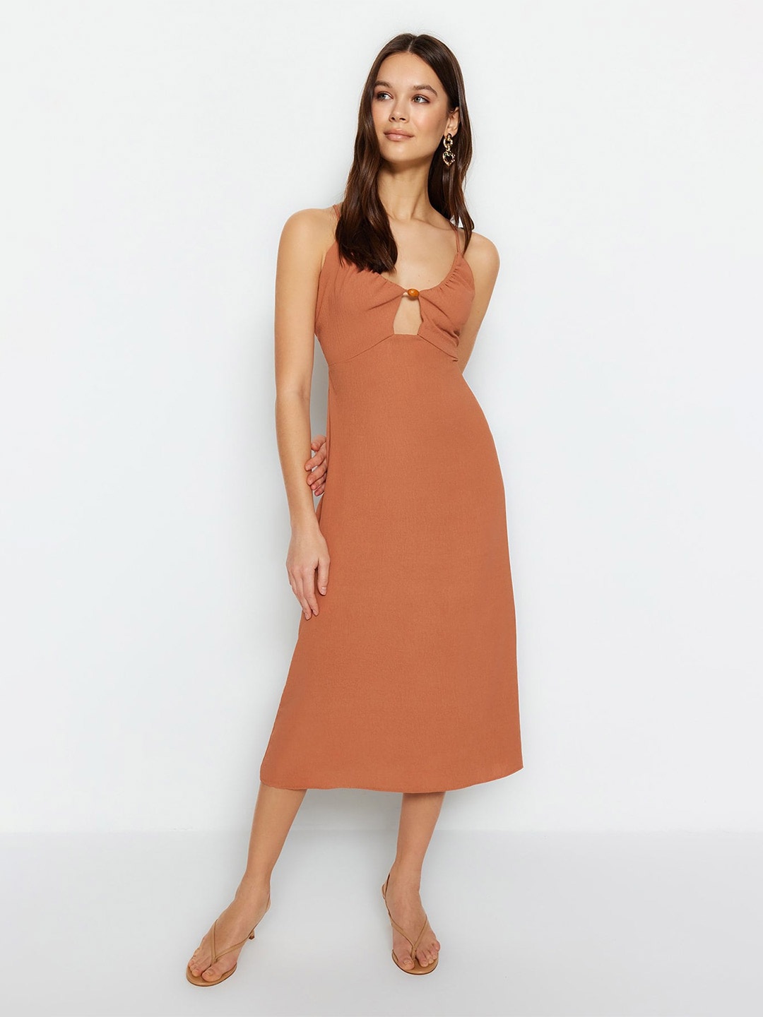 

Trendyol A-Line Cut Out Midi Dress, Na