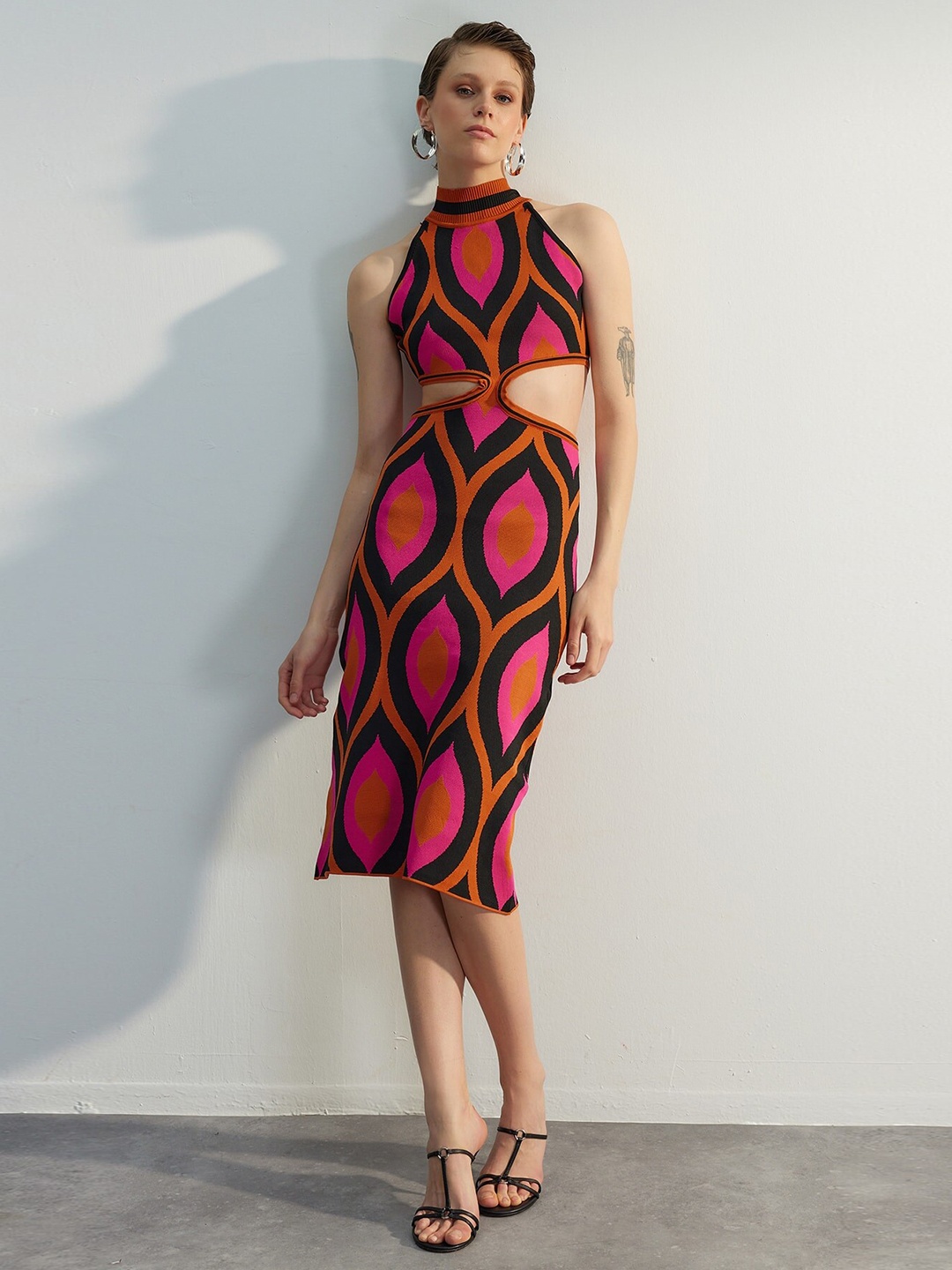 

Trendyol Print Sheath Dress, Rust