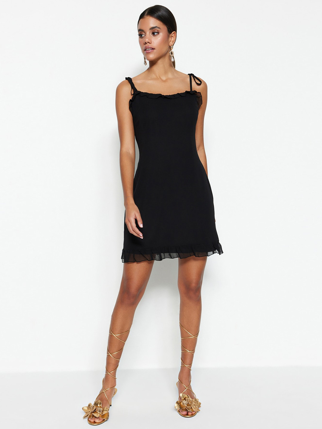 

Trendyol Shoulder Straps A-Line Dress, Black