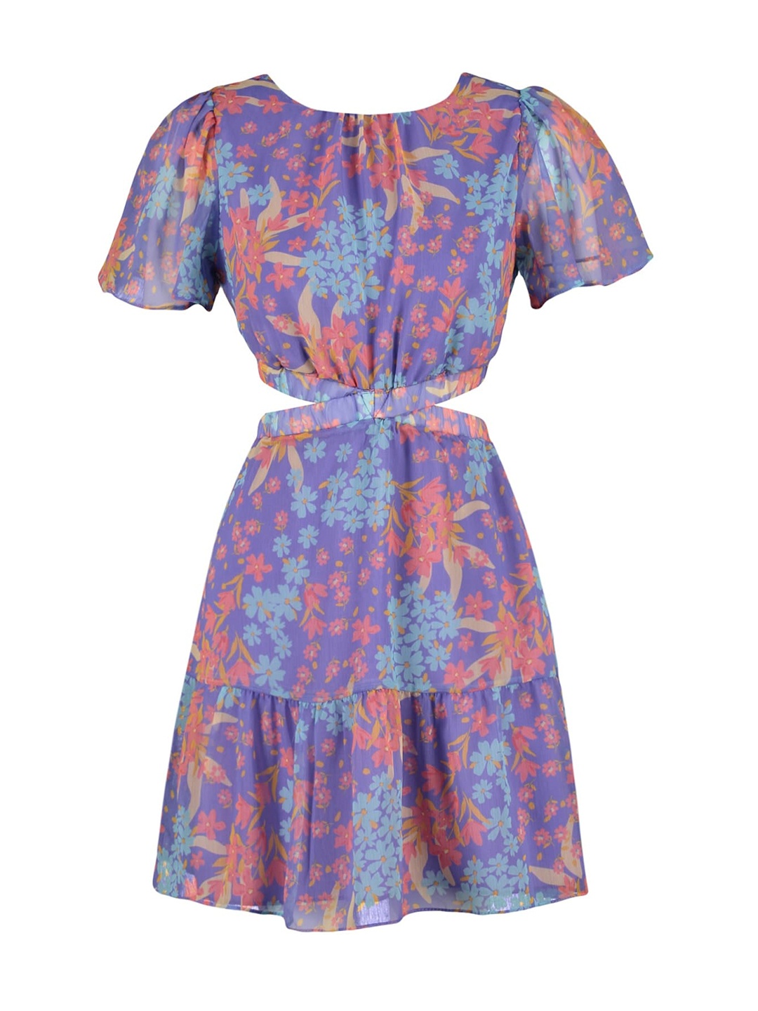 

Trendyol Floral Print Flutter Sleeves Fit & Flare Dress, Lavender