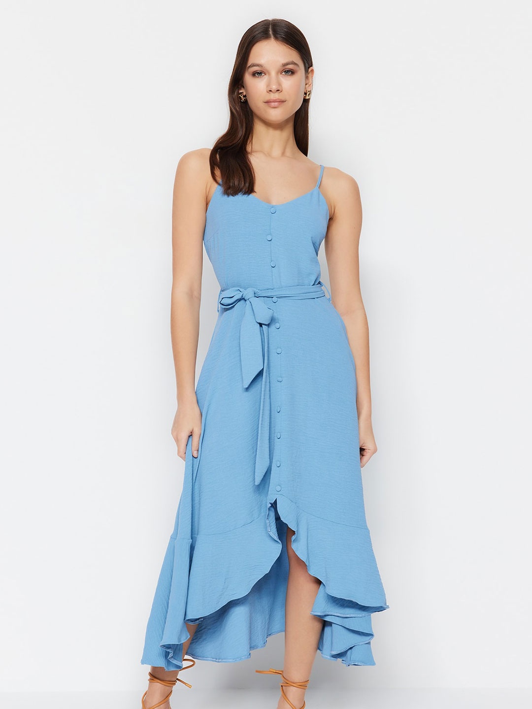 

Trendyol Shoulder Straps A-Line Midi Dress, Blue