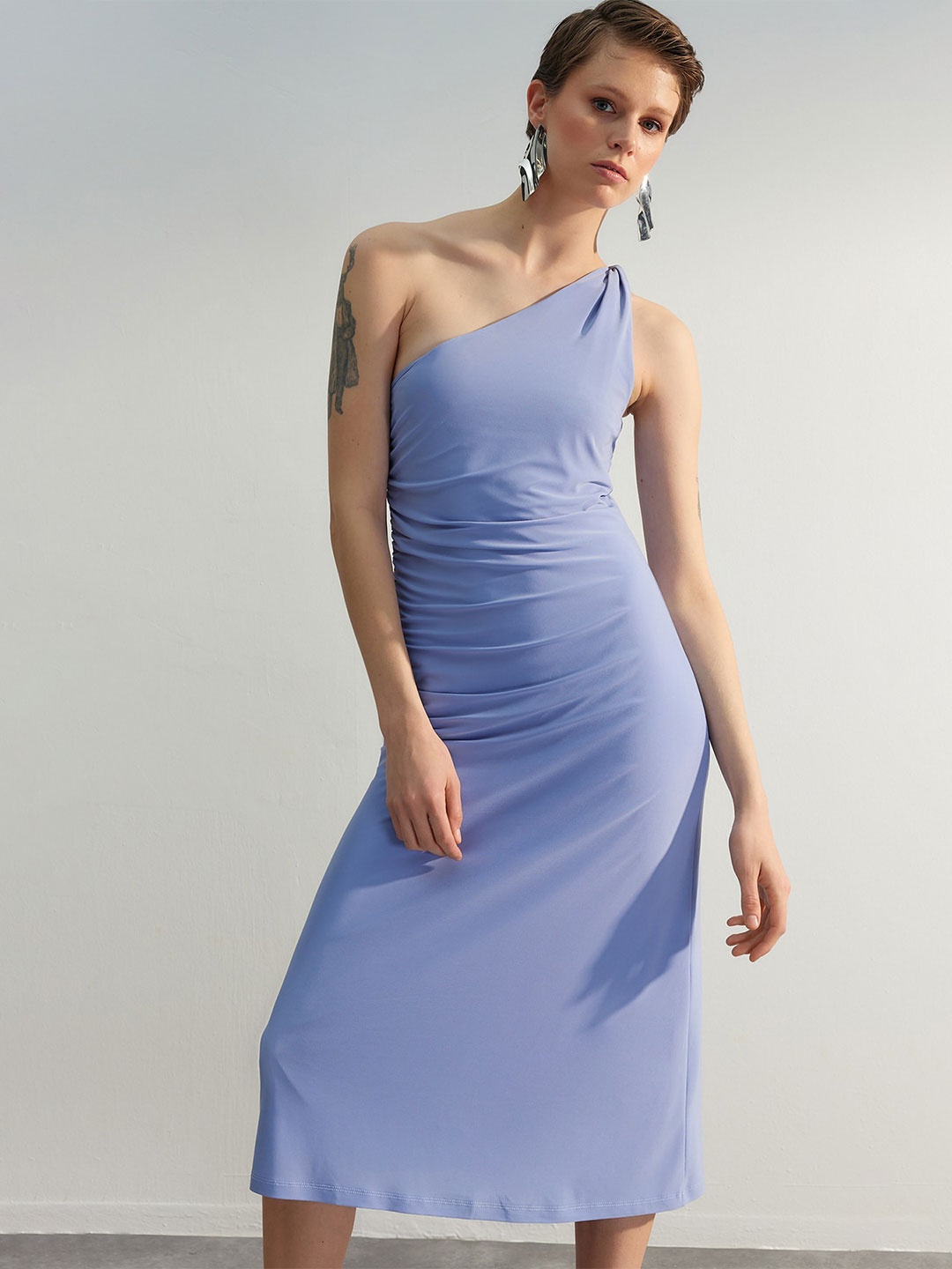 

Trendyol One Shoulder Sheath Midi Dress, Blue