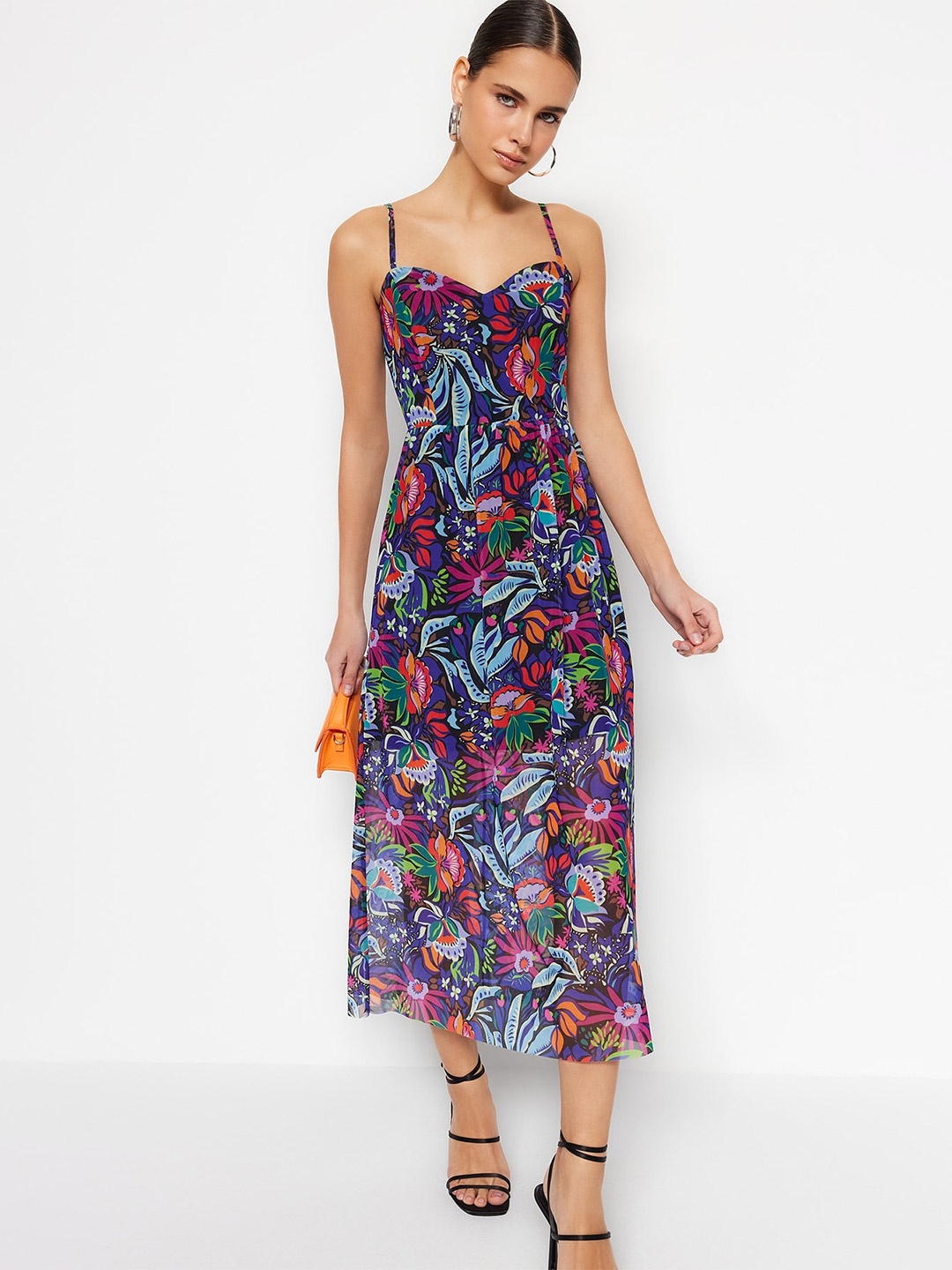 

Trendyol Floral Printed Fit & Flare Midi Dress, Multi