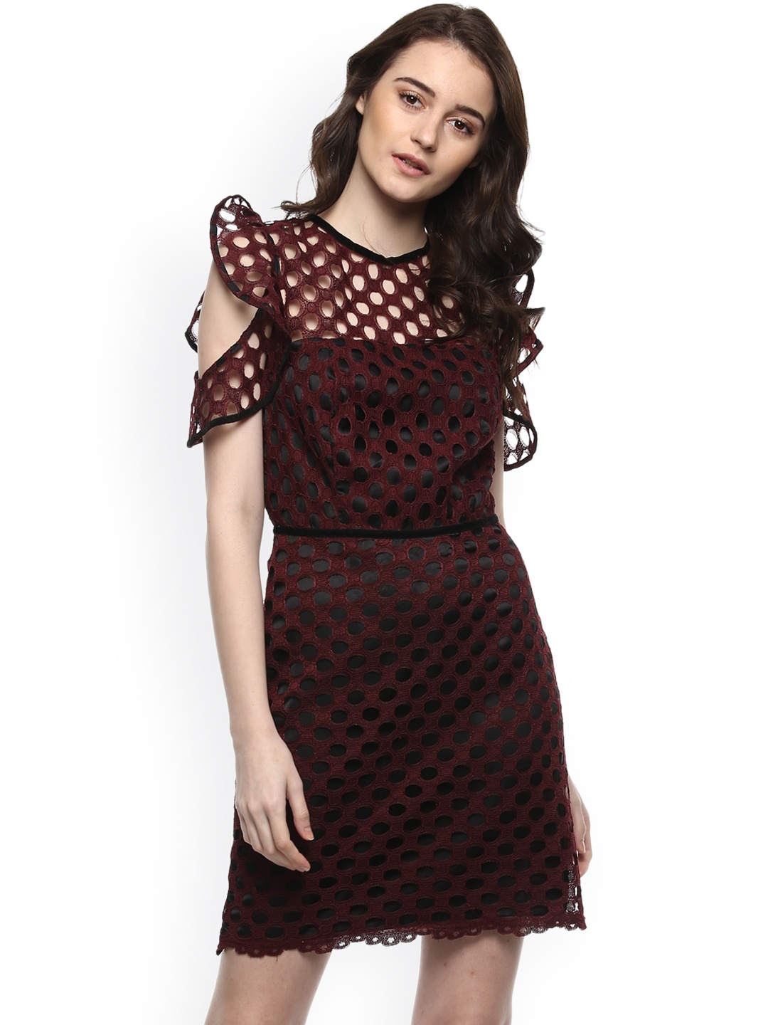 

Kazo Women Maroon Solid A-Line Dress