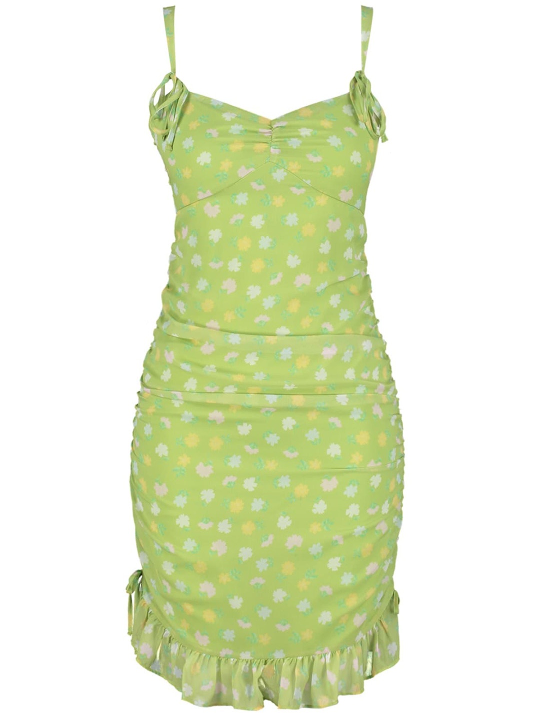 

Trendyol Floral Printed Shoulder Straps Sheath Dress, Green