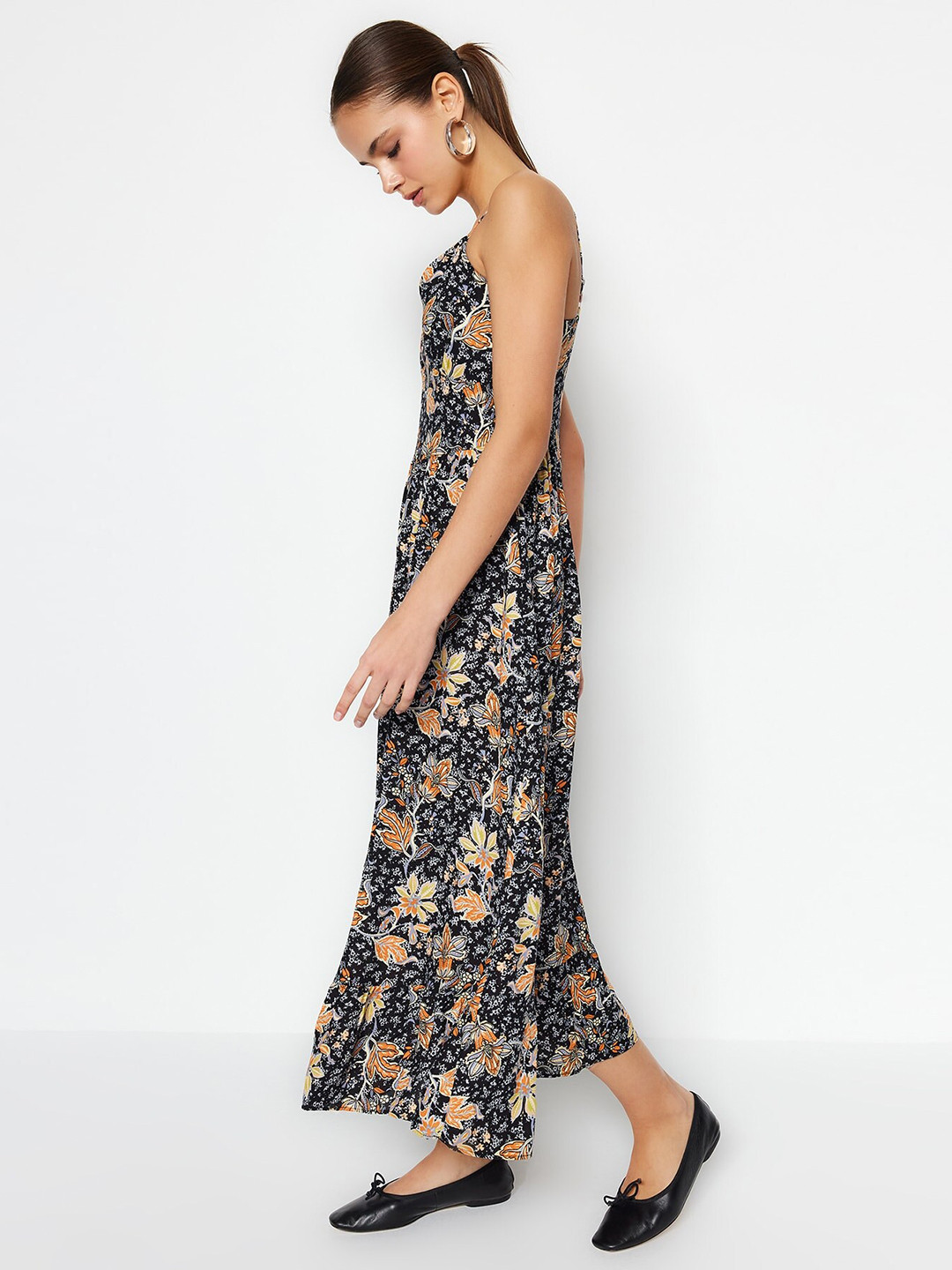 

Trendyol Floral Print Fit & Flare Midi Dress, Na