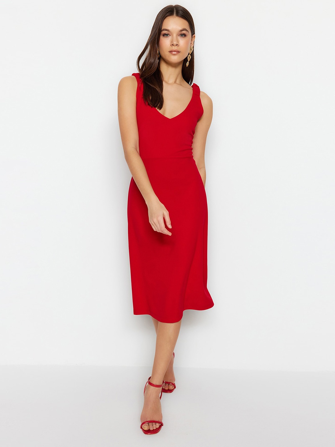 

Trendyol Shoulder Straps A-Line Dress, Red