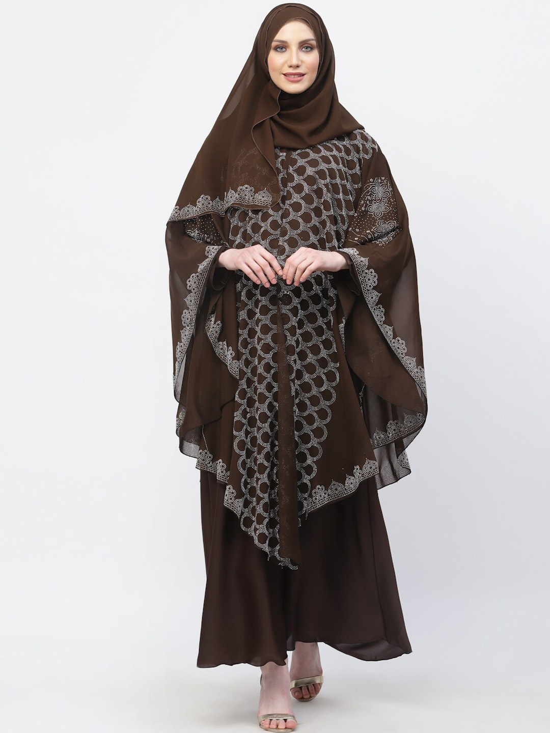 

Arrabi Embellished Burqas With Scarf, Brown
