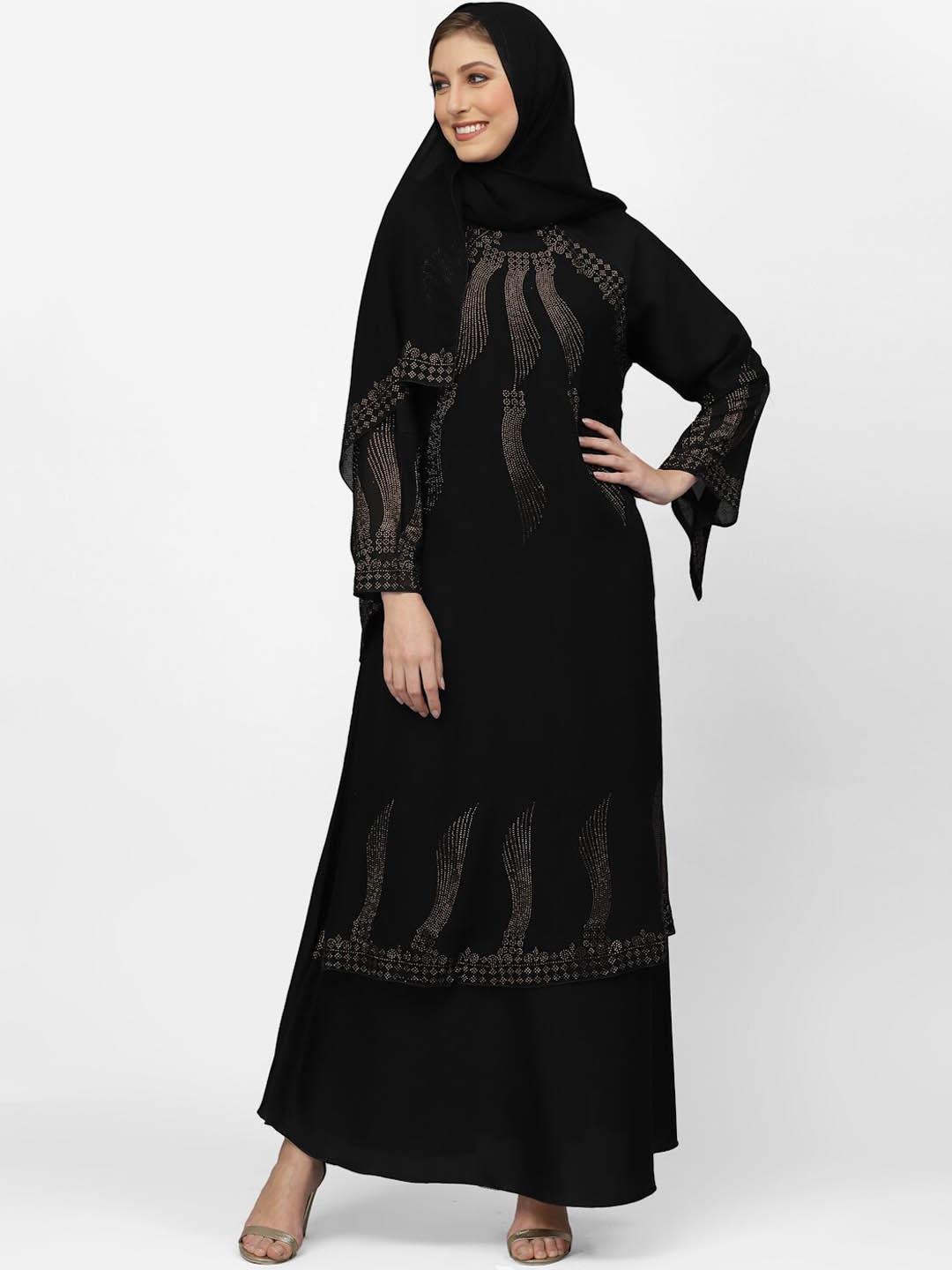 

Arrabi Embellished Detail Burqa With Scarf, Black