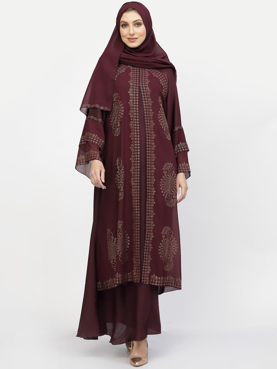 

Arrabi Embellished Detail Burqa With Scarf, Violet