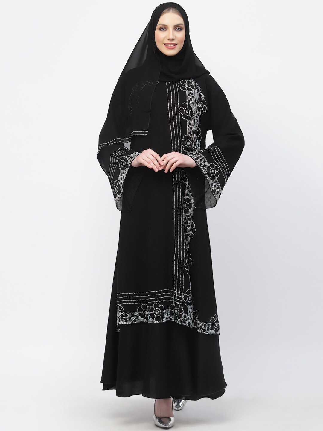 

Arrabi Embellished Detail Burqa With Scarf, Black