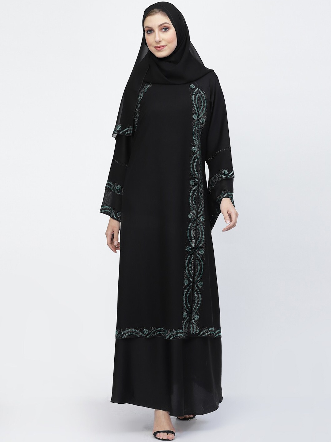 

Arrabi Embellished Detail Burqa With Scarf, Black