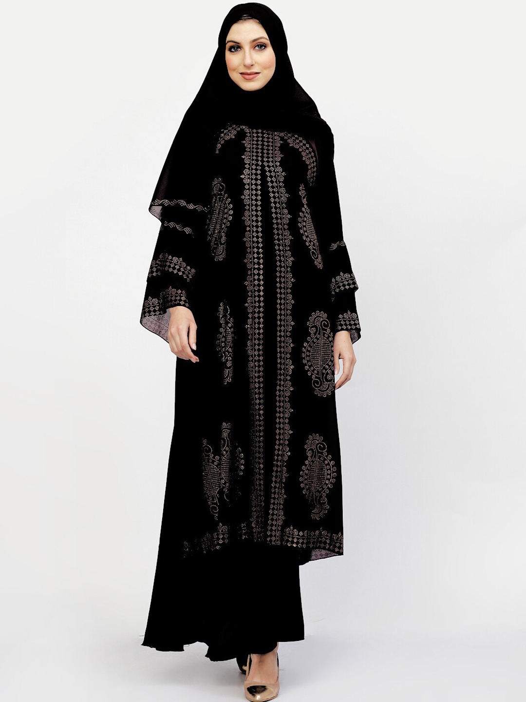 

Arrabi Embellished Detail Burqa With Scarf, Black