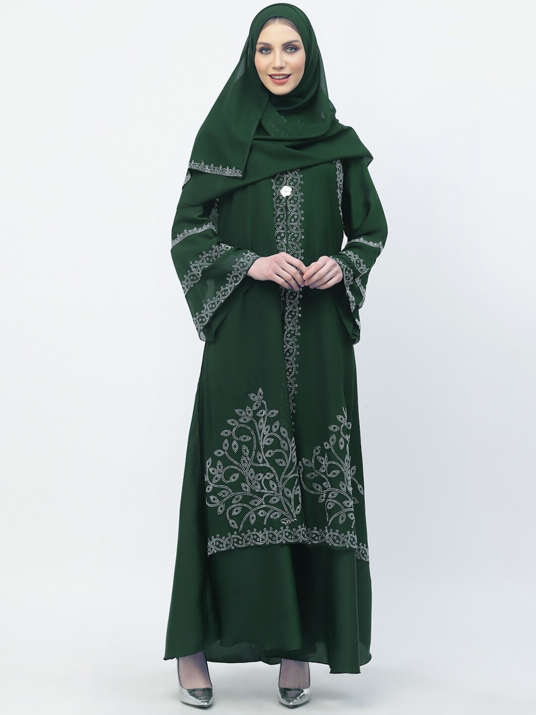 

Arrabi Embellished Detail Burqa With Scarf, Olive