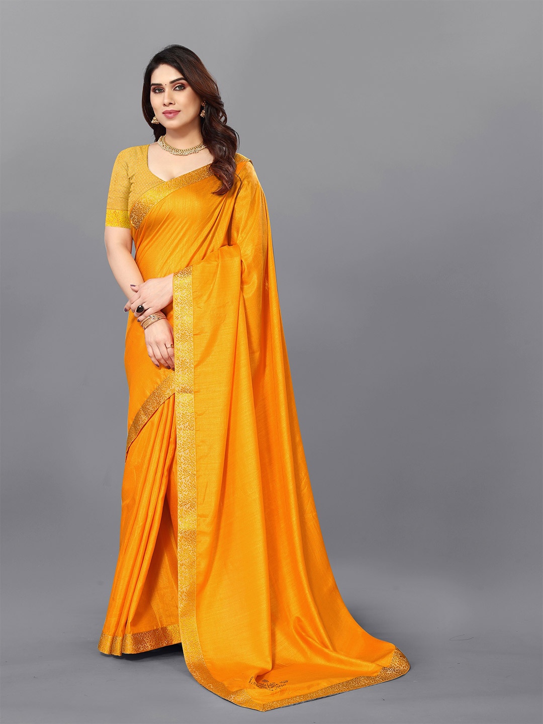 

Fashion FRICKS Woven Design Zari Saree, Yellow