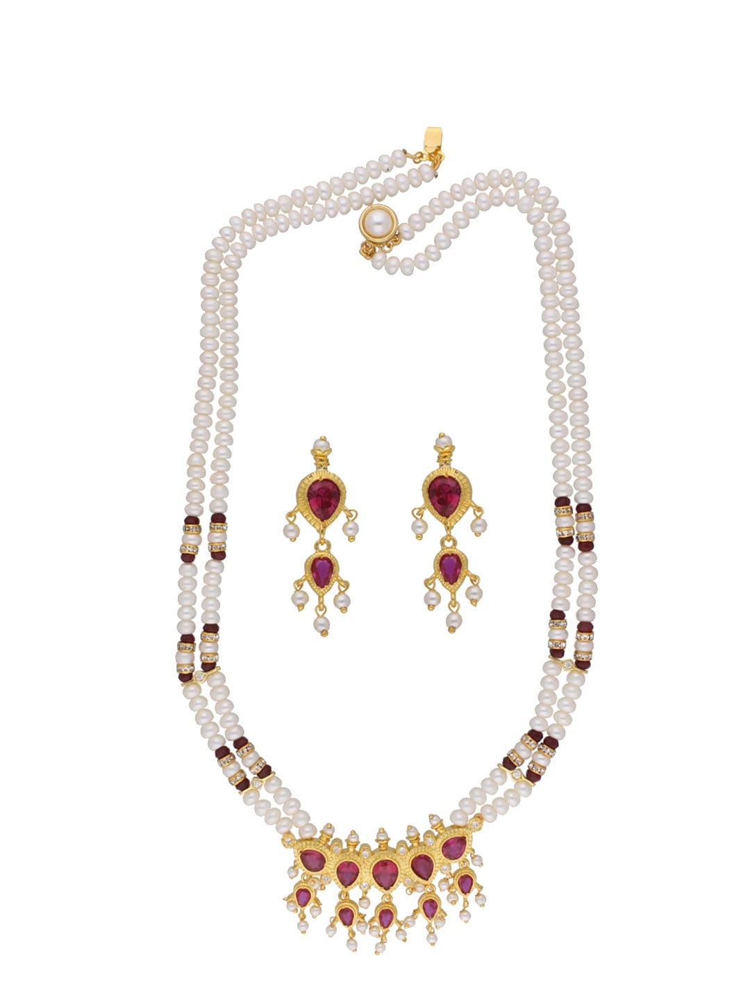 

Sri Jagdamba Pearls Dealer Gold-Plated Pearl-Studded & Beaded Jewellery Set