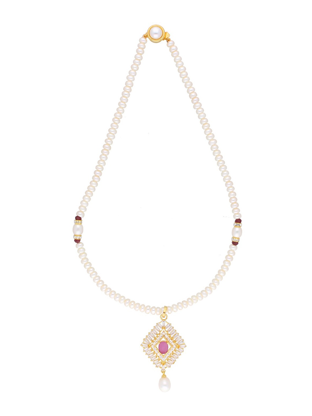 

Sri Jagdamba Pearls Dealer Gold-Plated Stone Studded & Beaded Jewellery Set