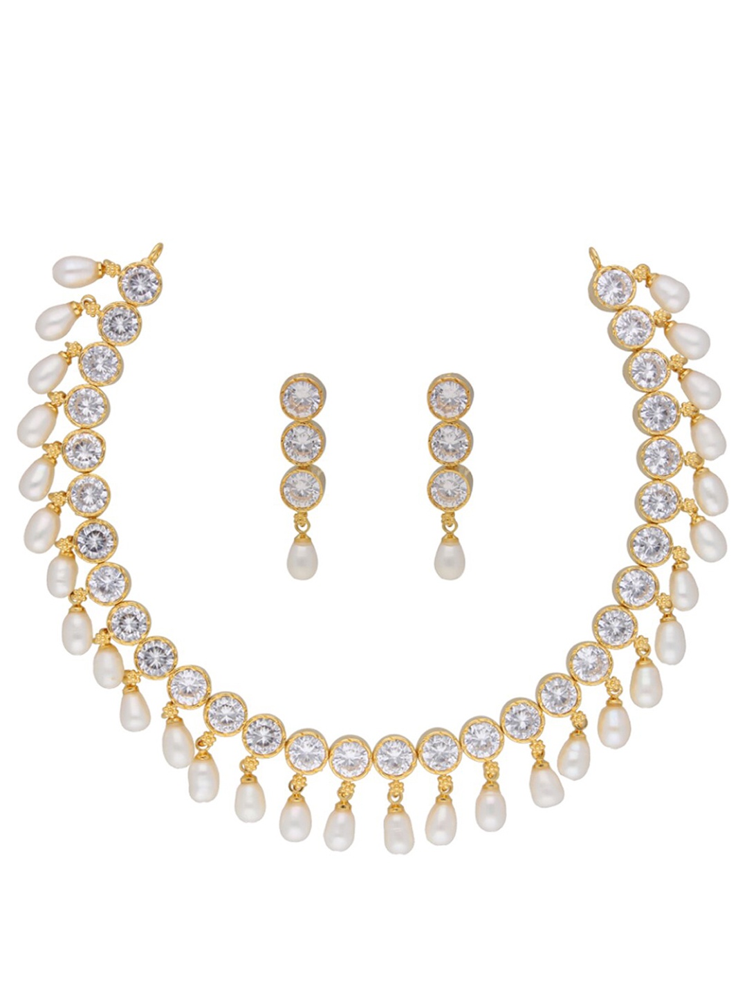 

Sri Jagdamba Pearls Dealer Gold-Plated Stone Studded & Beaded Jewellery Set