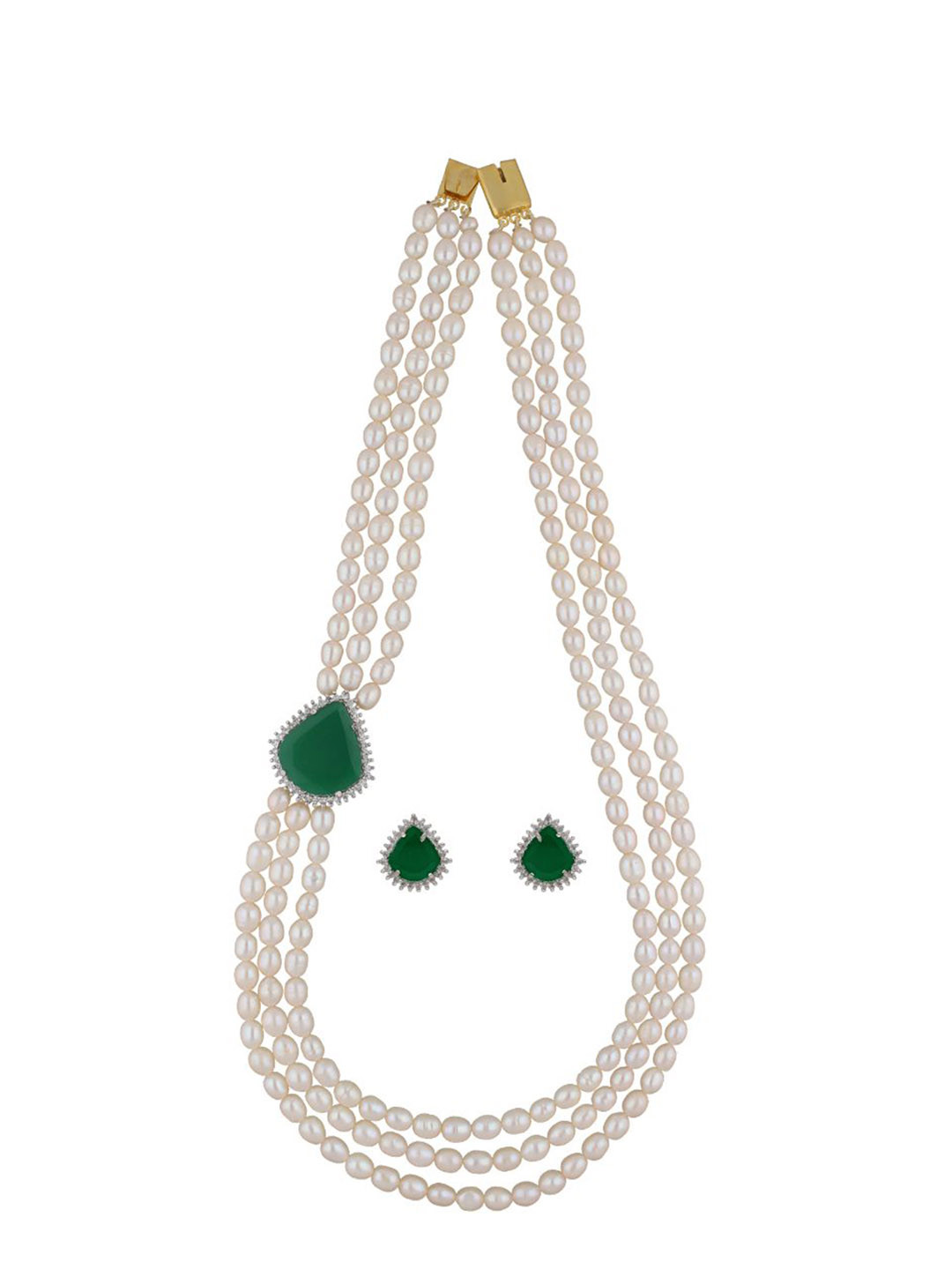 

Sri Jagdamba Pearls Dealer Gold-Plated Stone Studded & Beaded Jewellery Set