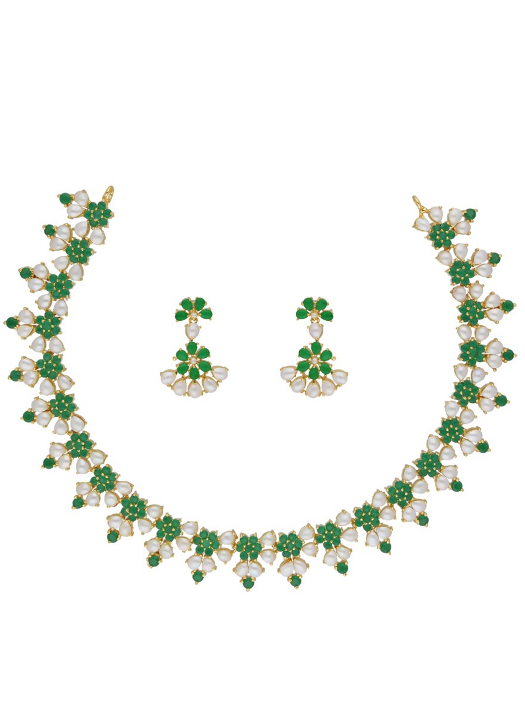 

Sri Jagdamba Pearls Dealer Gold-Plated Stone Studded & Beaded Jewellery Set