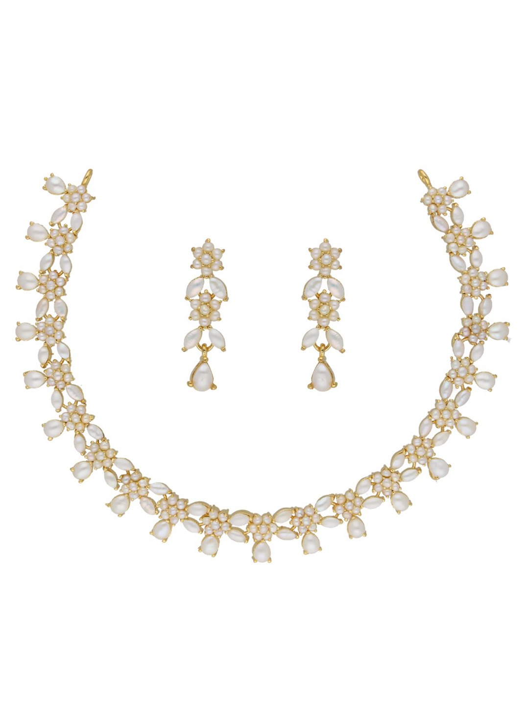 

Sri Jagdamba Pearls Dealer Gold-Plated Stone Studded & Beaded Jewellery Set
