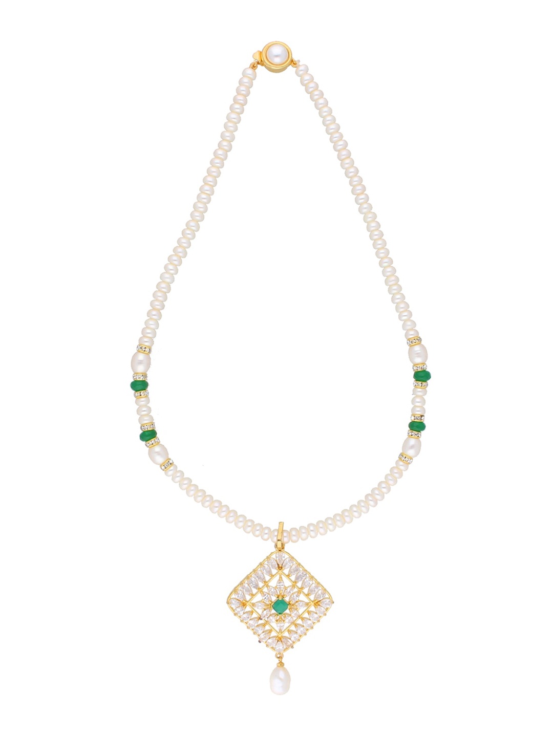 

Sri Jagdamba Pearls Dealer Gold-Plated Stone Studded & Pearls Beaded Jewellery Set
