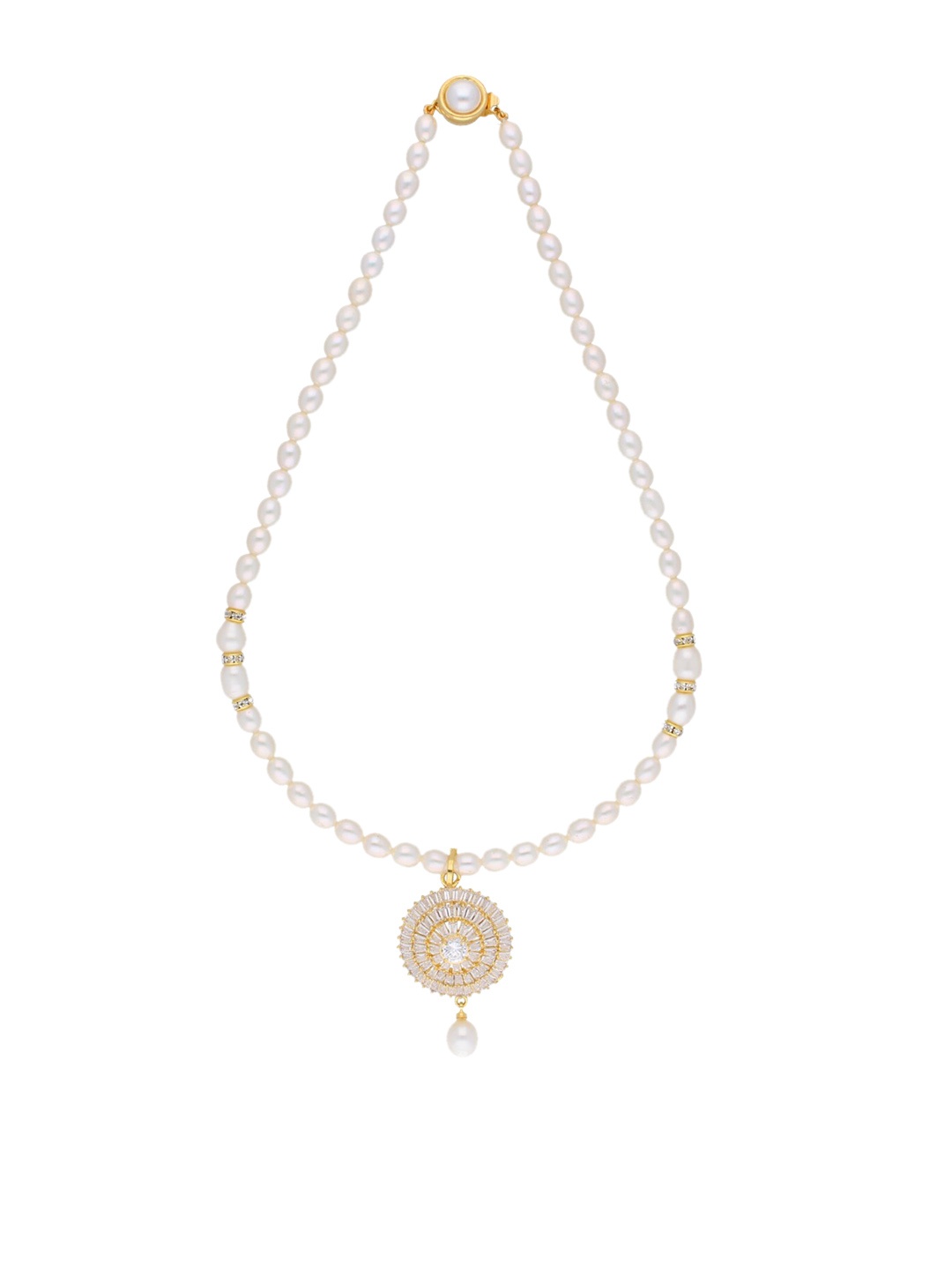 

Sri Jagdamba Pearls Dealer Gold-Plated Stone Studded & Pearls Beaded Jewellery Set