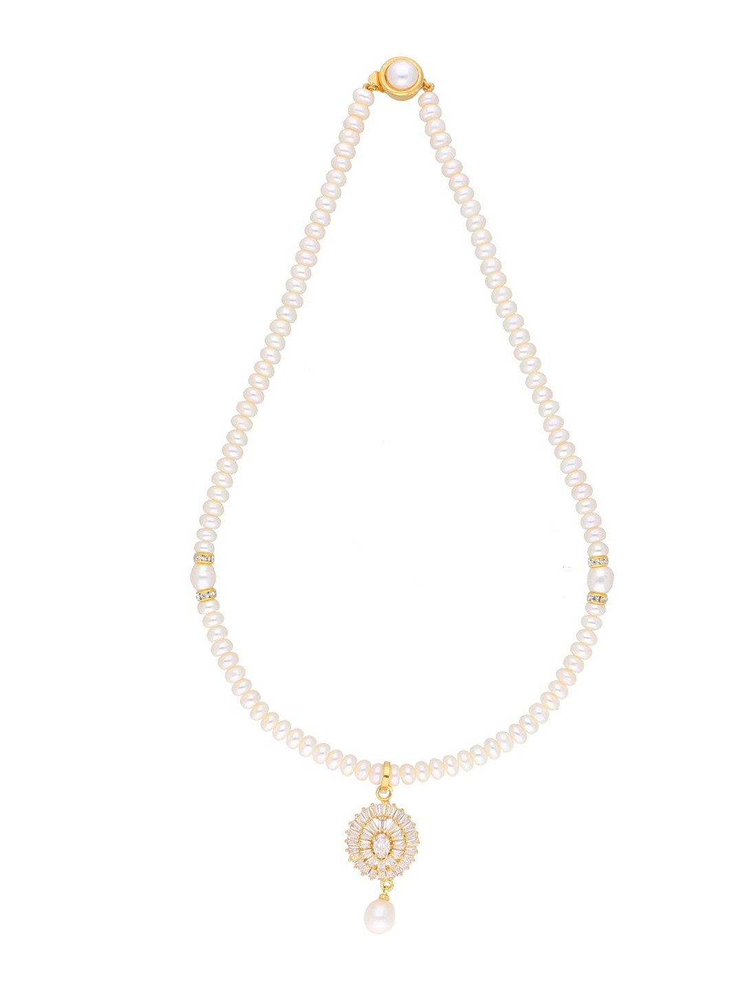 

Sri Jagdamba Pearls Dealer Gold-Plated Eeshika Stone Studded & Pearls Beaded Jewellery Set