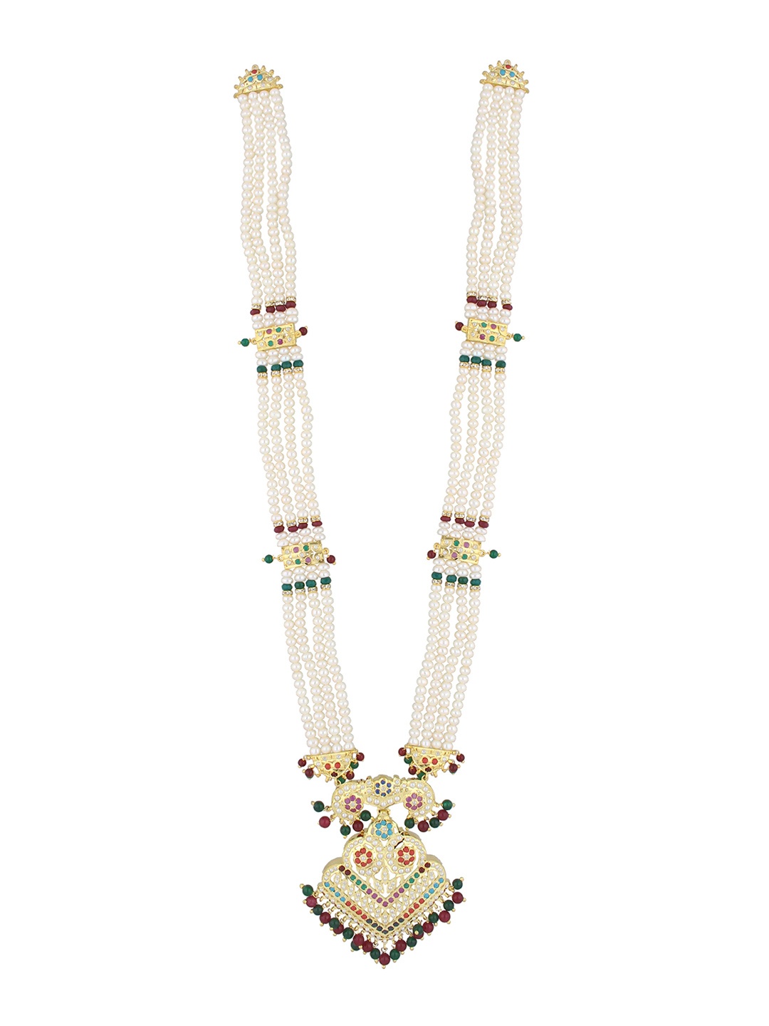 

Sri Jagdamba Pearls Dealer Gold-Plated Stone Studded & Artificial Beaded Jewellery Set, White