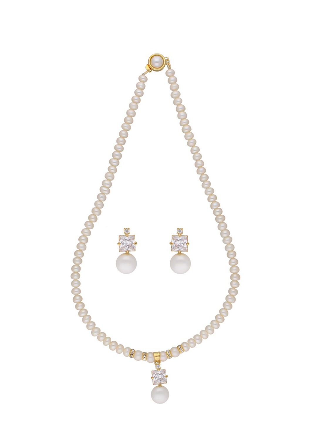 

Sri Jagdamba Pearls Dealer Gold-Plated Stone Studded & Beaded Jewellery Set