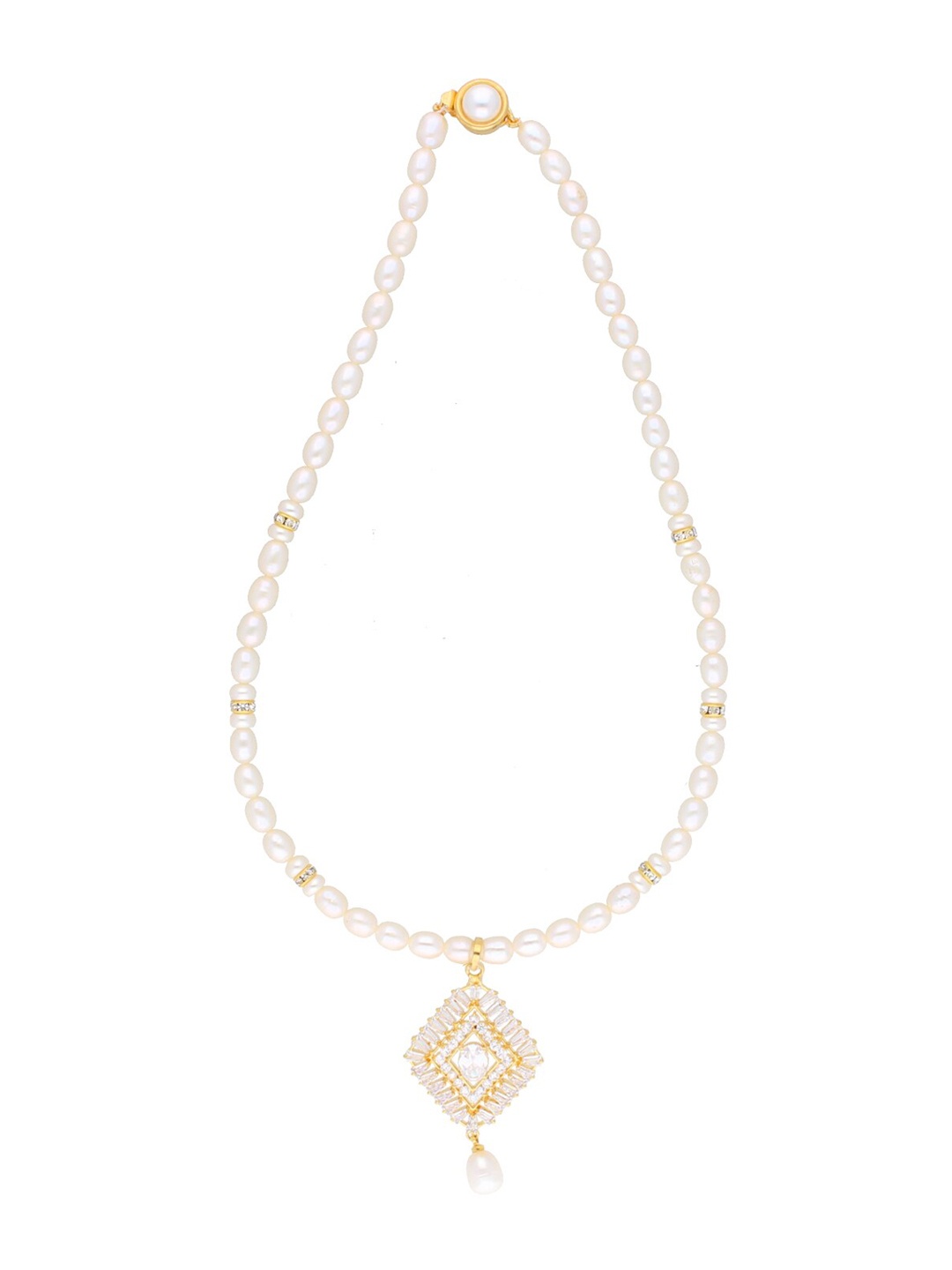 

Sri Jagdamba Pearls Dealer Gold-Plated Stone Studded & Beaded Necklace & Earring