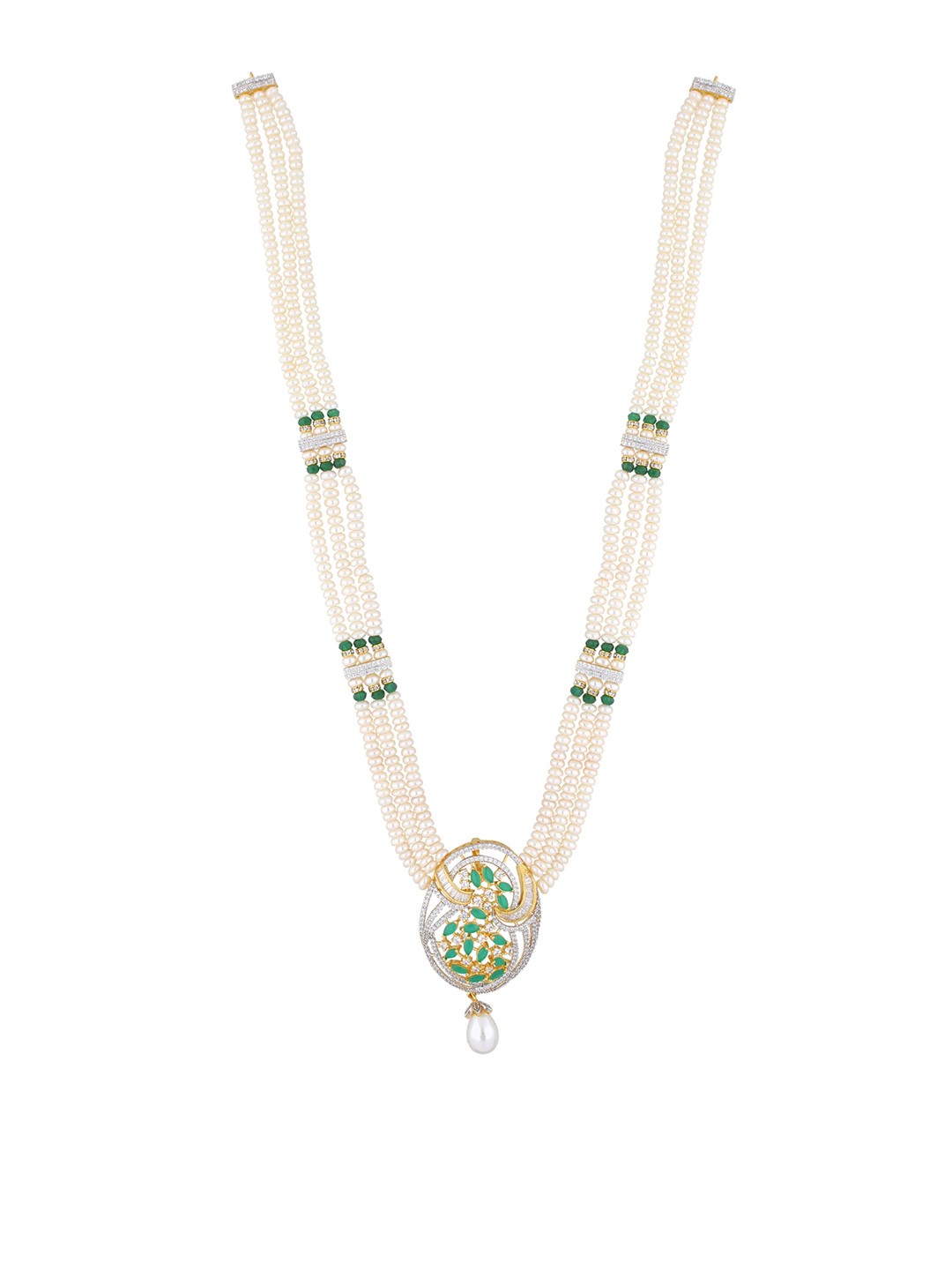 

Sri Jagdamba Pearls Dealer Gold-Plated Stone Studded & Beaded Necklace & Earring