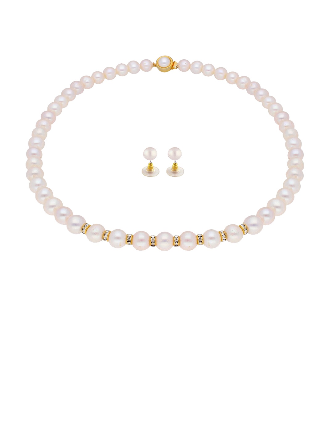 

Sri Jagdamba Pearls Dealer Gold-Plated Stone Studded & Pearl Beaded Jewellery Set