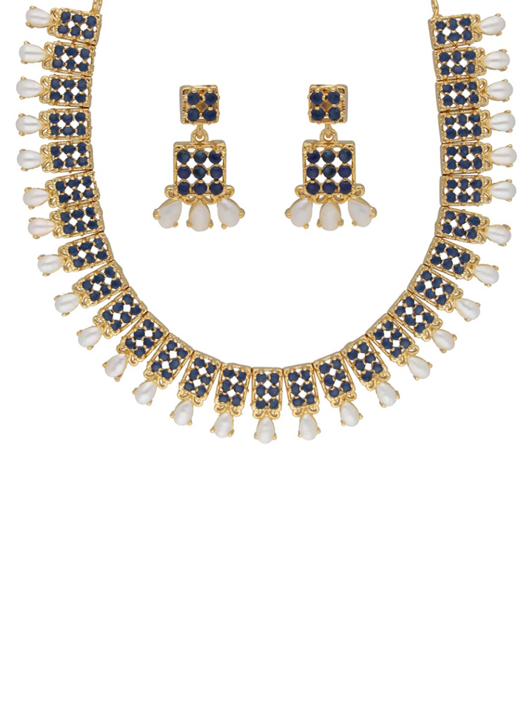 

Sri Jagdamba Pearls Dealer Gold-Plated Stone Studded & Beaded Jewellery Set
