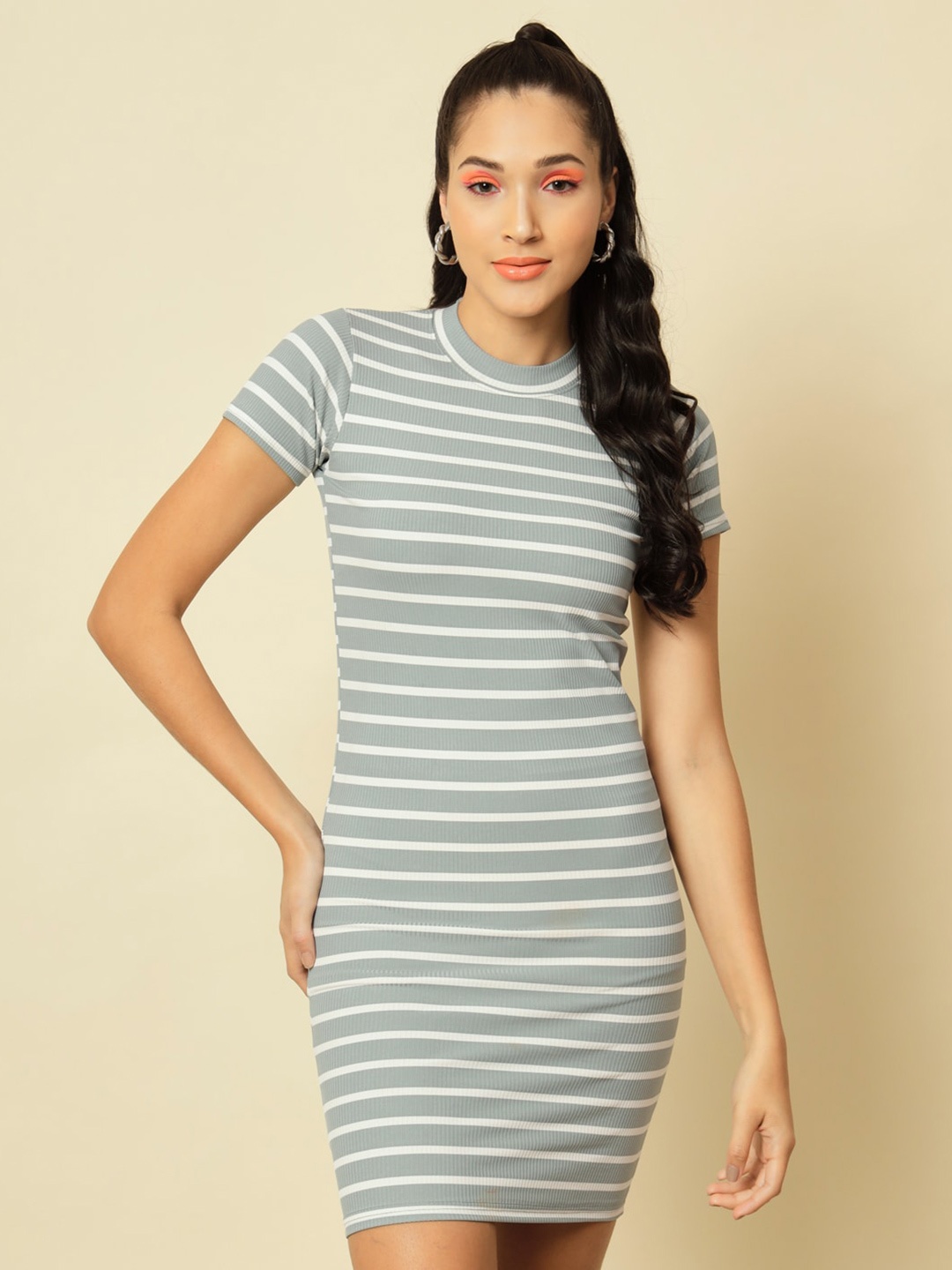 

BAESD Striped Bodycon Dress, Grey