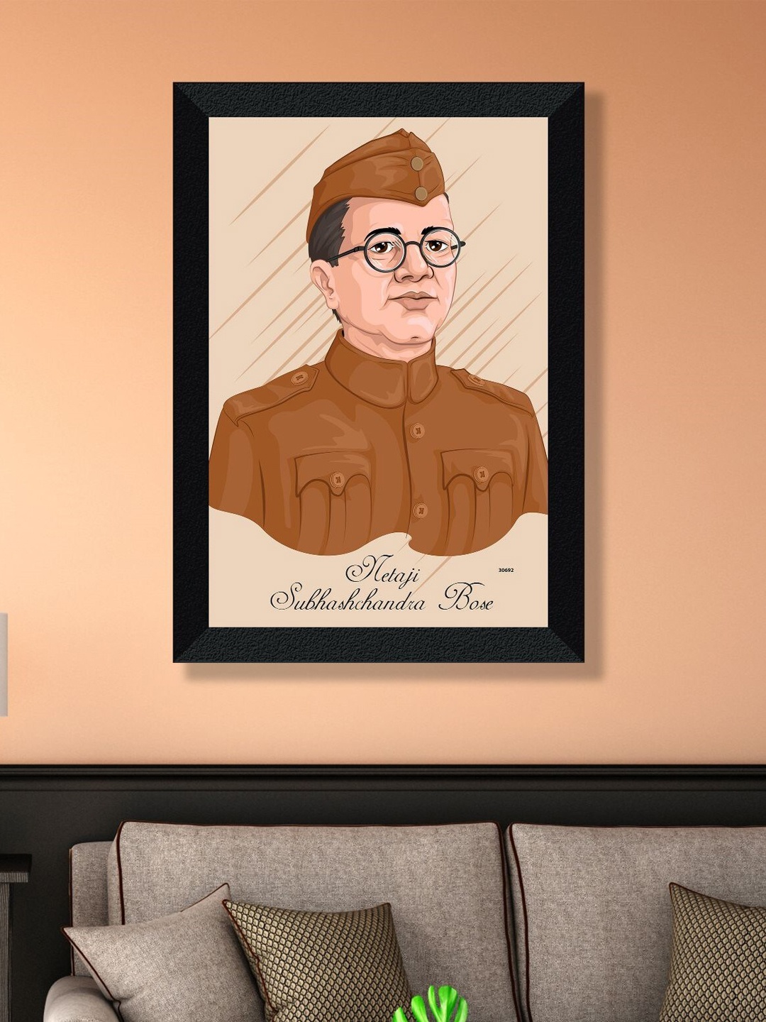 

SAF Brown Freedom Fighter Netaji Subhash Chandra Bose Painting Wall Art
